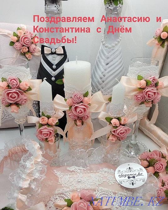 Свадебные фужеры,бутылки,свечи,замки,казна-сундучок,и др. Алматы - изображение 5