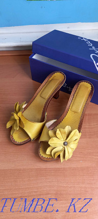 Туфли -сабо кожаные. Цвет желтый. Алматы - изображение 1