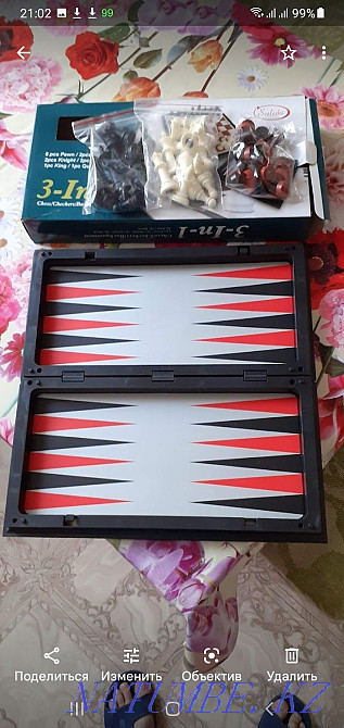 Продам новые Шахматы , нарды и шашки 3 в 1 . Муткенова - изображение 4