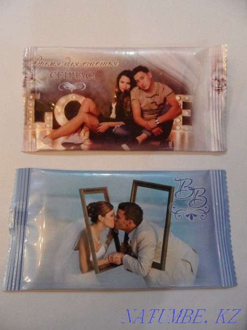 Wet wipes (1 pc) for weddings, events with custom design Almaty - photo 1
