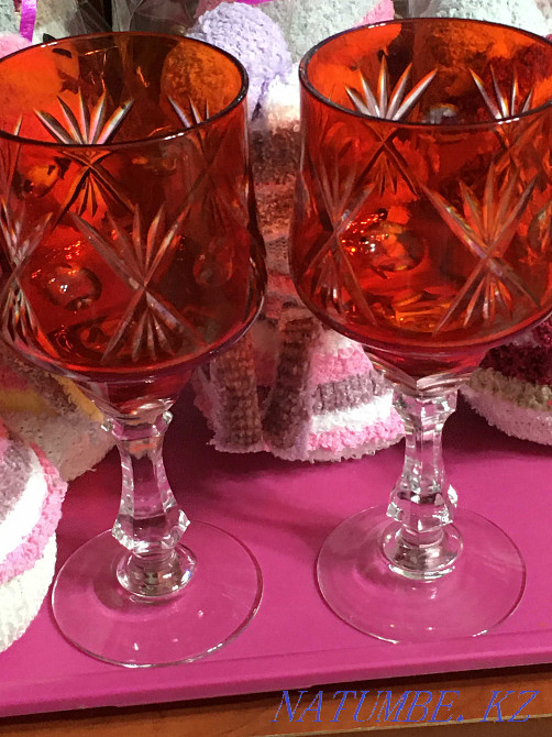 Glasses crystal height 20cm volume 250ml price per pair Almaty - photo 1