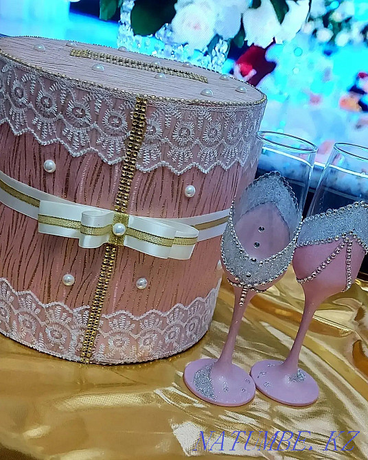 Бакалы,фужеры,подушечки для колец,банк,Наборы для молодоженов на стол Шымкент - изображение 4