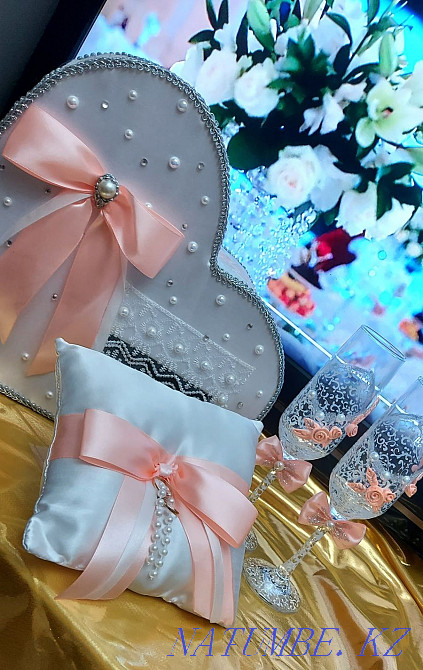 Бакалы,фужеры,подушечки для колец,банк,Наборы для молодоженов на стол Шымкент - изображение 7