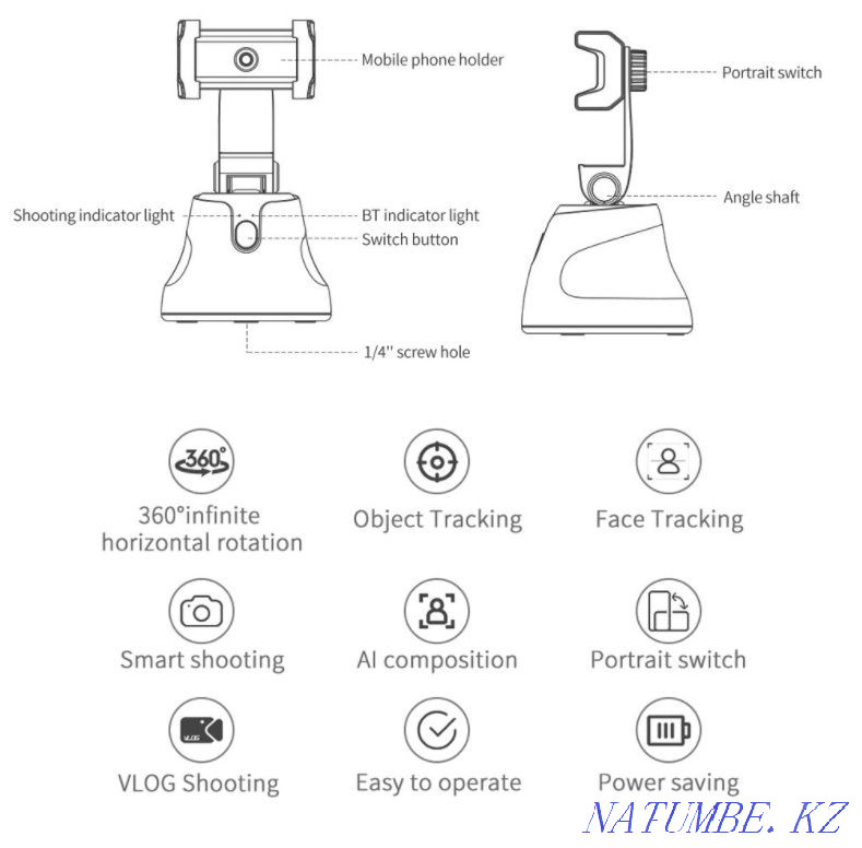 Қозғалыс сенсоры бар ақылды айналмалы телефон тірегі  Алматы - изображение 7