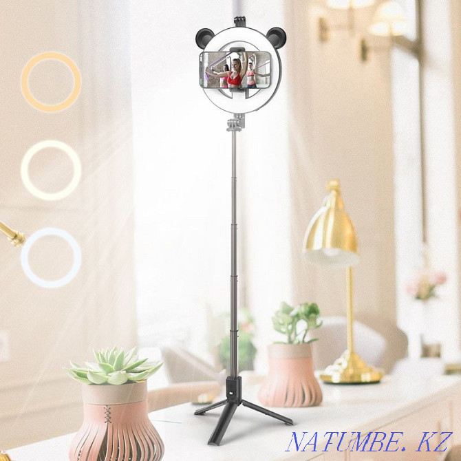 Selfie stick with ring lamp + tripod for phone BY6 Perfe Almaty - photo 7