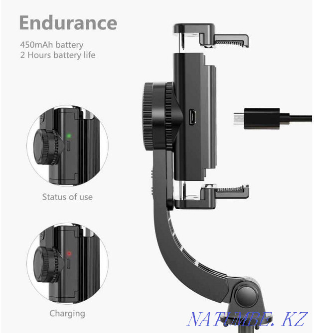 Gimbal L08 stabilizer for smartphones + monopod + tripod Almaty - photo 6