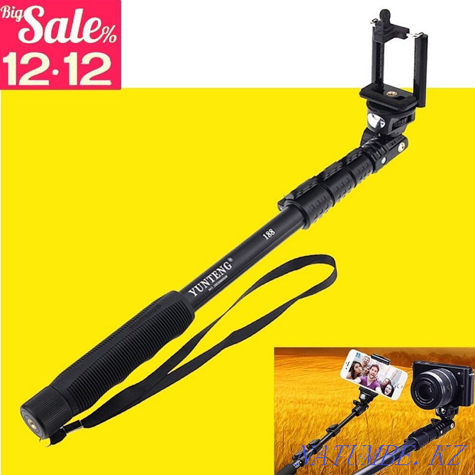 Monopod selfie stick tripod tripod phone stand stick go pro Almaty - photo 1