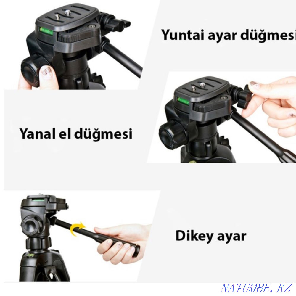 Телефон мен камераға арналған штатив Candc 320 143 см  Астана - изображение 6