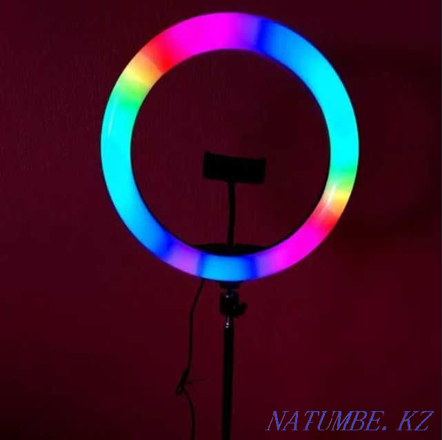+ ШТАТИВ! Новая Разноцветная RGB Кольцевая Лампа 33 см RGB LED Астана - изображение 2