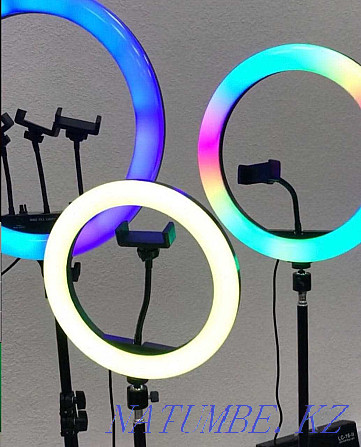 + ШТАТИВ! Новая Разноцветная RGB Кольцевая Лампа 33 см RGB LED Астана - изображение 4