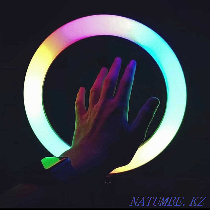+ ШТАТИВ! Новая Разноцветная RGB Кольцевая Лампа 33 см RGB LED Астана - изображение 6