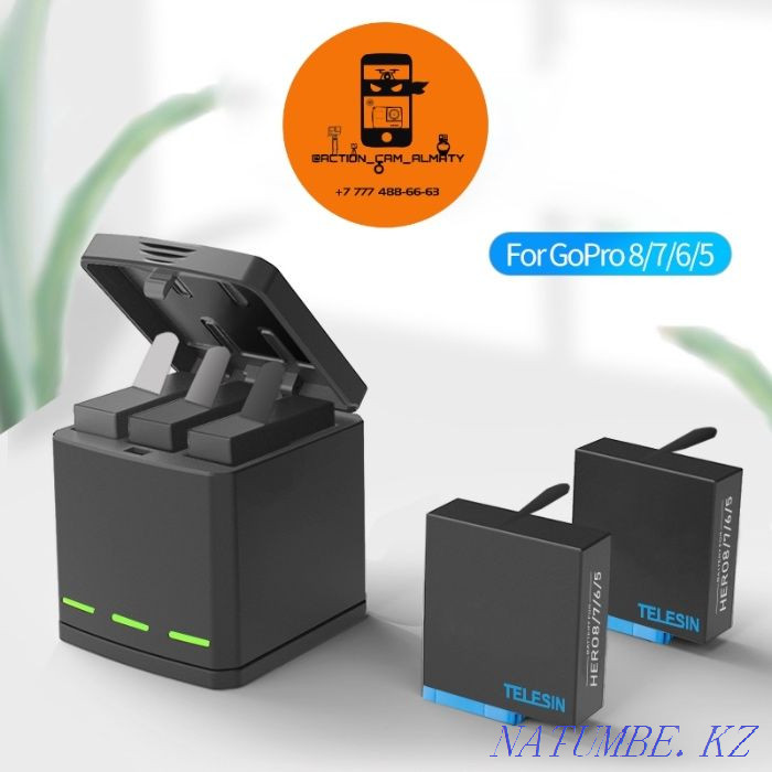 Charging box for 3 GoPro HERO8/7/6/5 TELESIN batteries Almaty - photo 3