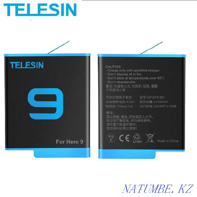 Battery ( Battery ) + charger for Gopro 5 / 6 / 7 / 8 / 9 TELESIN Almaty - photo 4