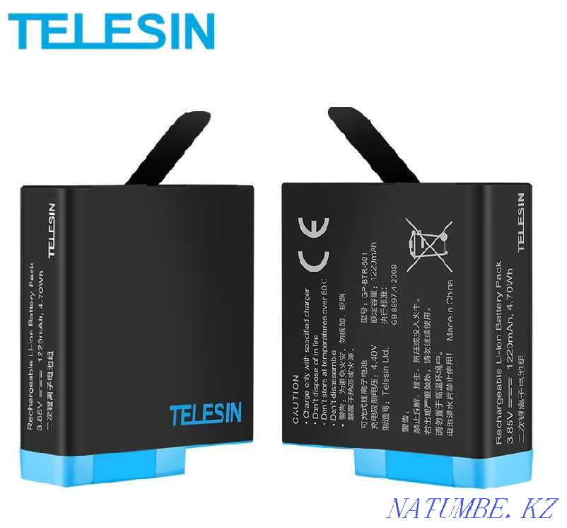 Battery ( Battery ) + charger for Gopro 5 / 6 / 7 / 8 / 9 TELESIN Almaty - photo 3
