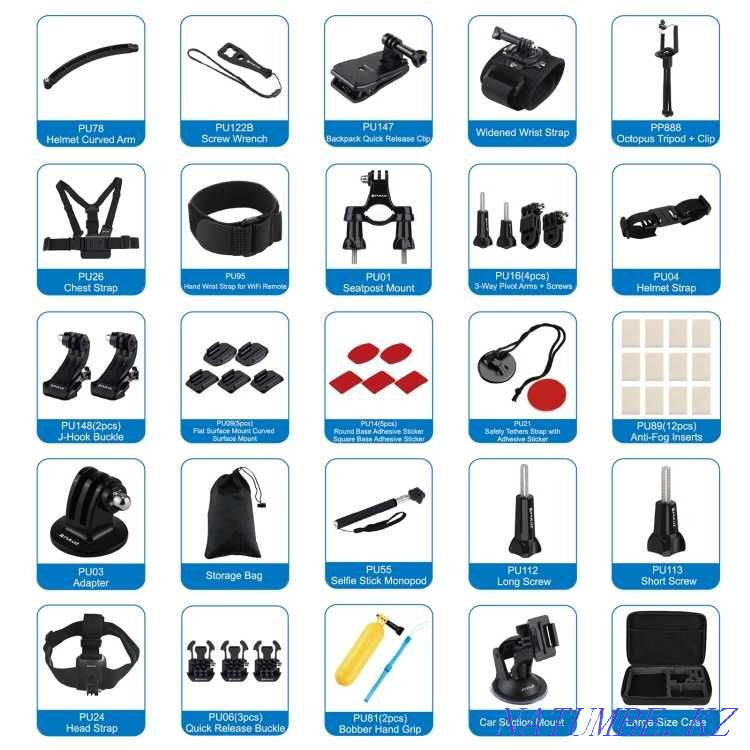 Set of mounts for action cameras Gopro, Xiaomi Yi, SJCAM, Sony, DJI. Almaty - photo 2