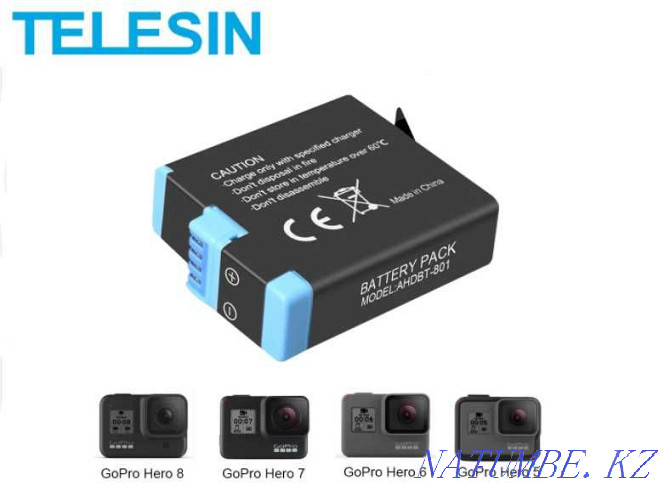 Battery ( Battery ) + charger for Gopro 5 /6 /7 /8 /9 /10 TELESIN Almaty - photo 3