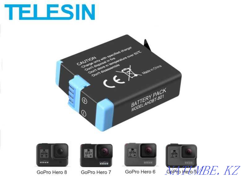 Battery ( Battery ) + charger for Gopro 5 /6 /7 /8 /9 /10 TELESIN Almaty - photo 3