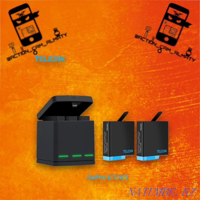 TELESIN batteries for GoPro 5-6-7-8-9-10 / batteries for action cameras Almaty - photo 4