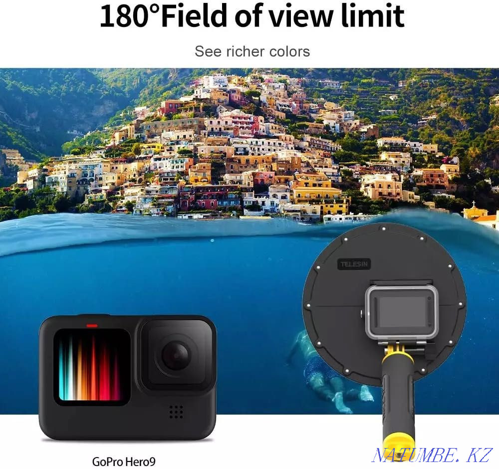 Купол-полусфера для GoPro Hero 10/9 Black Telesin. Поплавок Алматы - изображение 6