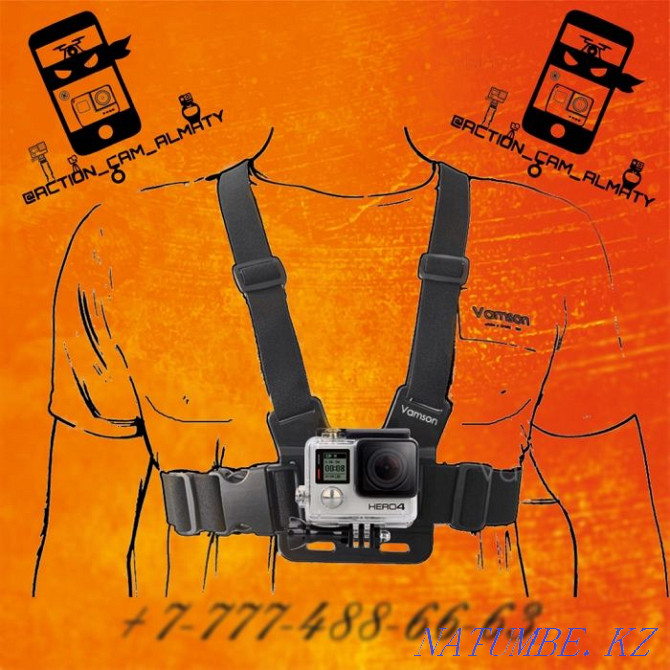 Комплект - крепление на грудь + голову для экшн камера GoPro, SJCAM Алматы - изображение 4