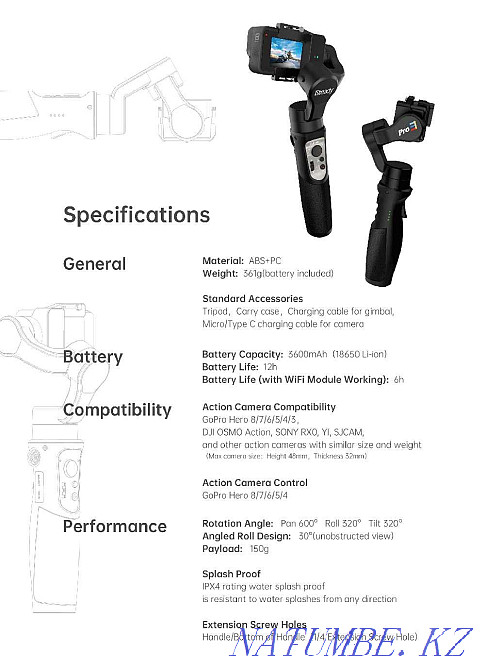 hohem iSteady Pro 3 3 Axis Stabilizer for GoPro Hero Action Camera Almaty - photo 8