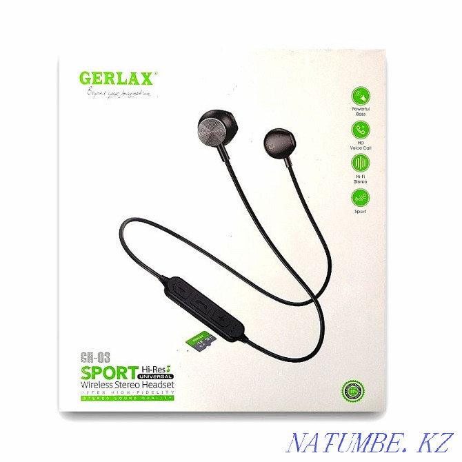 Sports headphones Gerlax GH-03 | Bluetooth headphones with MP3 Karagandy - photo 1
