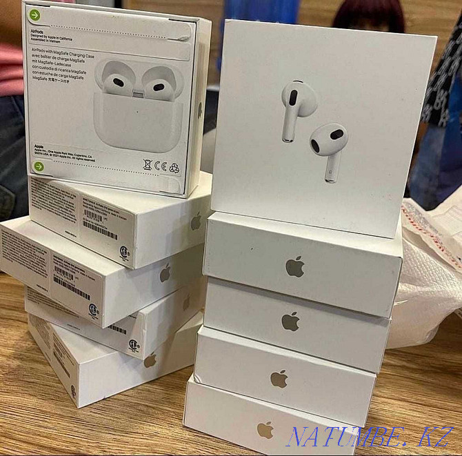 Бөліп төлеу ҚЫЗЫЛ! ЖАҢА Apple AirPods 3 Premium EAC! Жаңа құлаққаптар ауа нүктелері  Тараз  - изображение 6