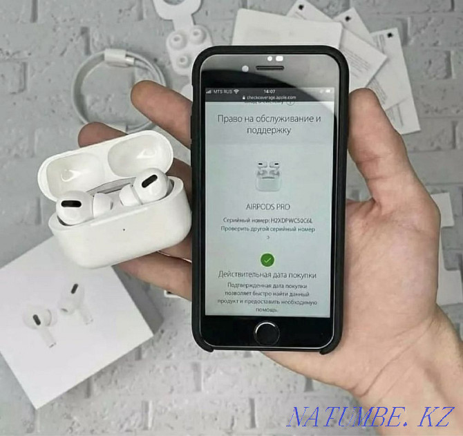 ? AirPods Pro + ПОДАРОК Premium Lux качество Сходство 100% Айрподс про Алматы - изображение 8