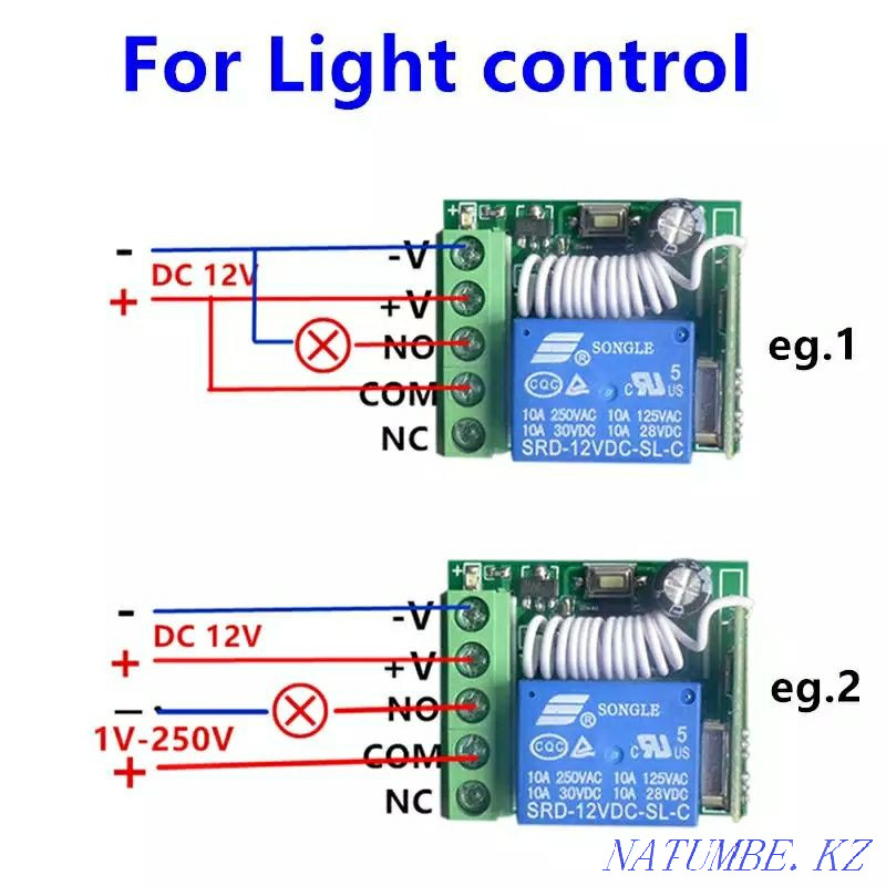 Radio remote control + receiver 315 , 433 MHz , relay switch Pavlodar - photo 4