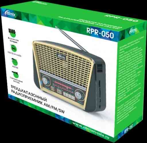 Портативный радиоприемник RITMIX RPR-050 (USB MP3, AUX, фонарик) Almaty