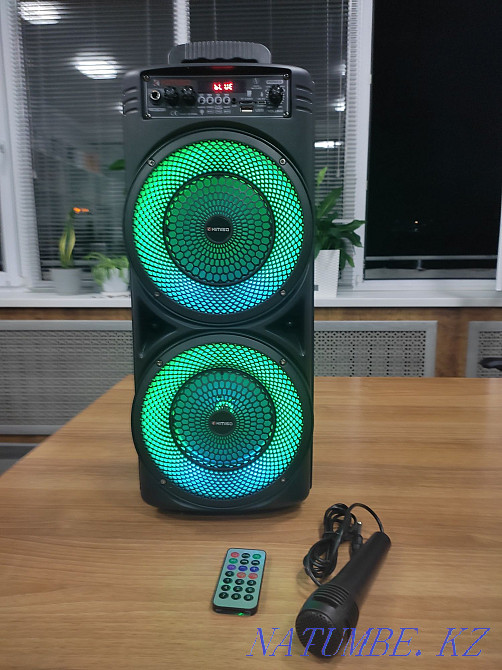 Микрофон және қашықтан басқару пульті бар динамик Портативті динамик Акустикалық. Kaspi  Алматы - изображение 4