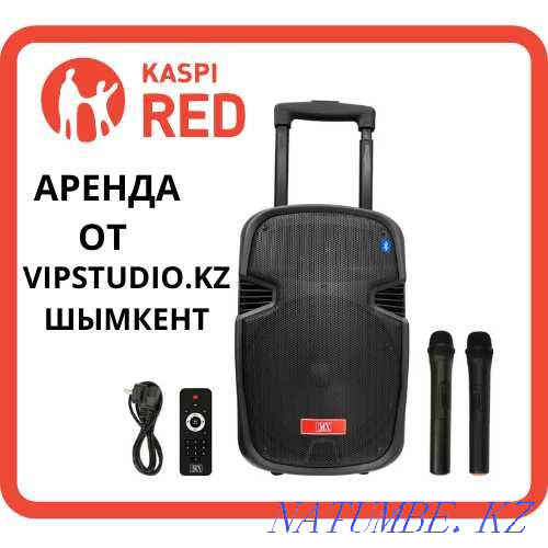 Динамикті жалға алу + 2 микрофон! Сымсыз. Bluetooth, USB, AUX динамиктері Шымкент - изображение 1