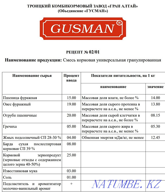 Compound feed for cattle and small cattle Нурмухамеда Есентаева - photo 4