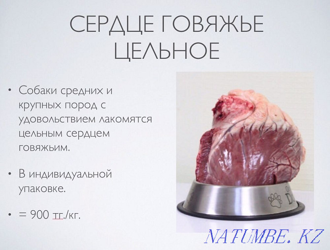 Whole beef heart. Food for dogs and cats Almaty - photo 1