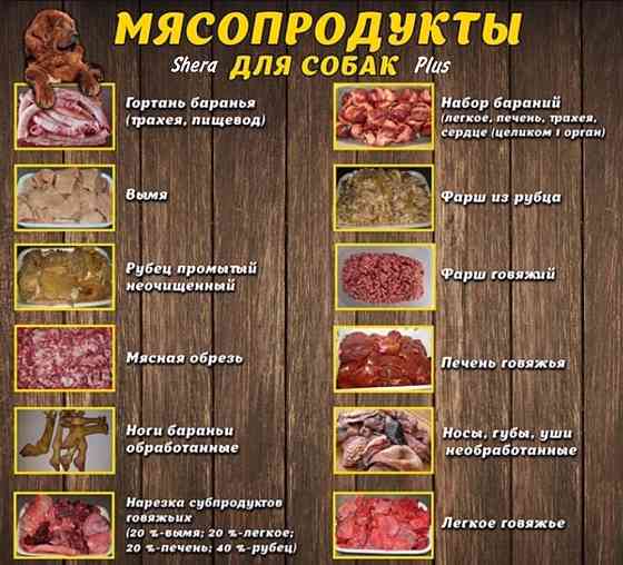 Корм мясопродукты для собак и кошек Almaty