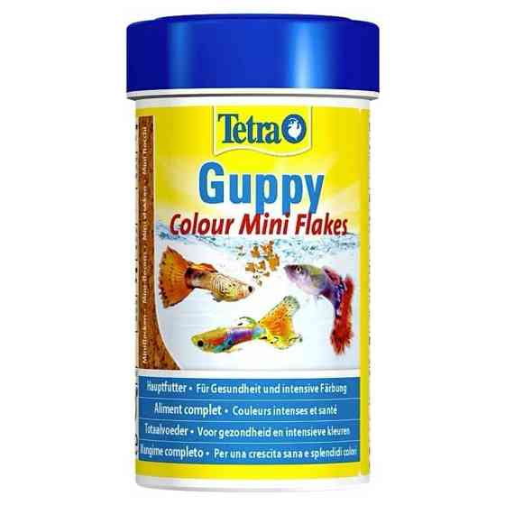 Корм для живородящих рыбок Tetra Guppy Colour Mini Flakes. Караганда Караганда