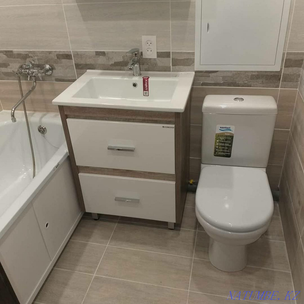 Сантехника, пәтерді жөндеу, ванна бөлмесін жөндеу.  кенді - изображение 2