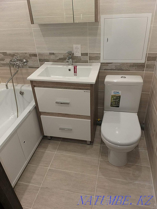 Сантехника, пәтерді жөндеу, ванна бөлмесін жөндеу.  кенді - изображение 7