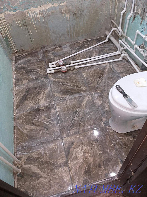 Сантехника, пәтерді жөндеу, ванна бөлмесін жөндеу.  кенді - изображение 5