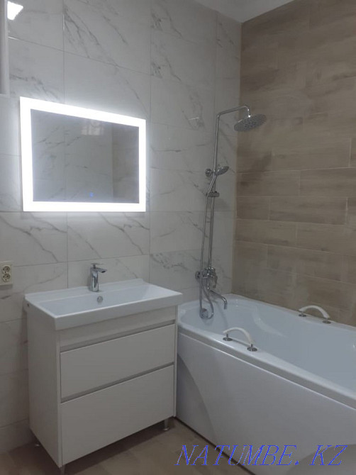 Turnkey apartment renovation tiles, gesso, wallpaper, laminate, doors, Almaty - photo 2