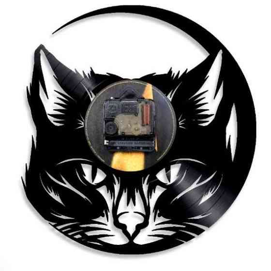 Винтажные настенные часы из виниловой пластинки, с изображением Кошки  отбасы 