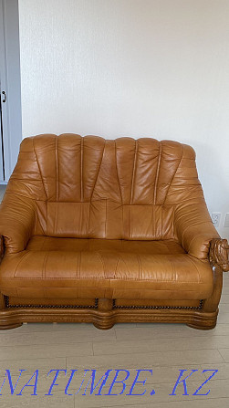 leather sofa and armchair for sale Astana - photo 1