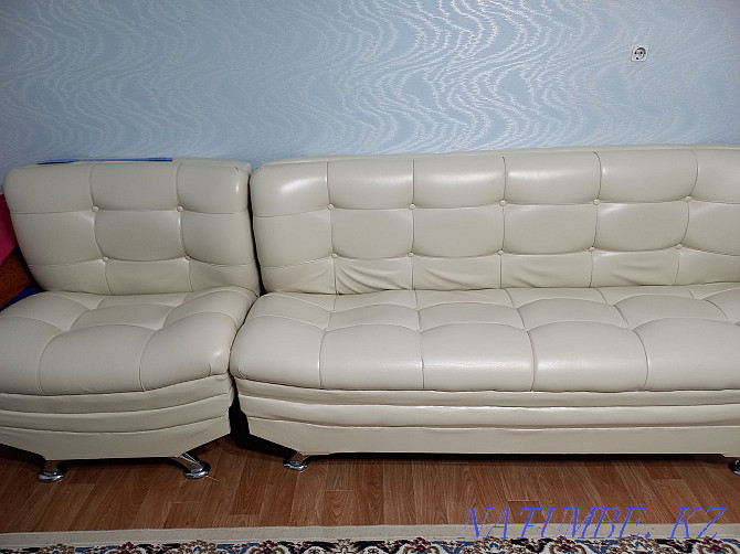 Мебель кожный диван креслом 2 кресло им. Жанкожа батыра - изображение 1