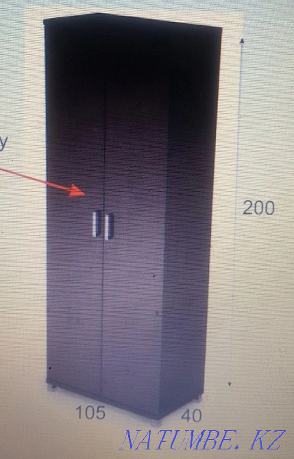 wardrobe for clothes and things, black, dimensions 200x40x105 Almaty - photo 3