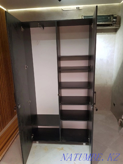 wardrobe for clothes and things, black, dimensions 200x40x105 Almaty - photo 1