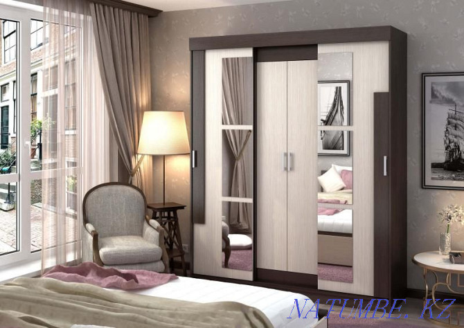 Sliding wardrobe "London" Shimo dark \ Shimo light, Belfort \ V Almaty - photo 1