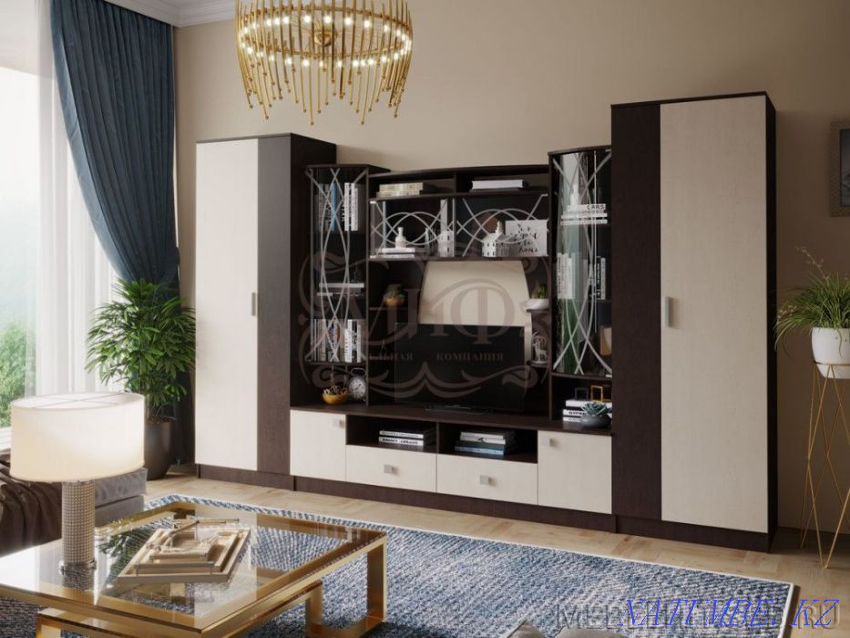 Wall in the living room "Geneva" Wenge\Oak bleached. Ash-tree shimo Discounts! Almaty - photo 1