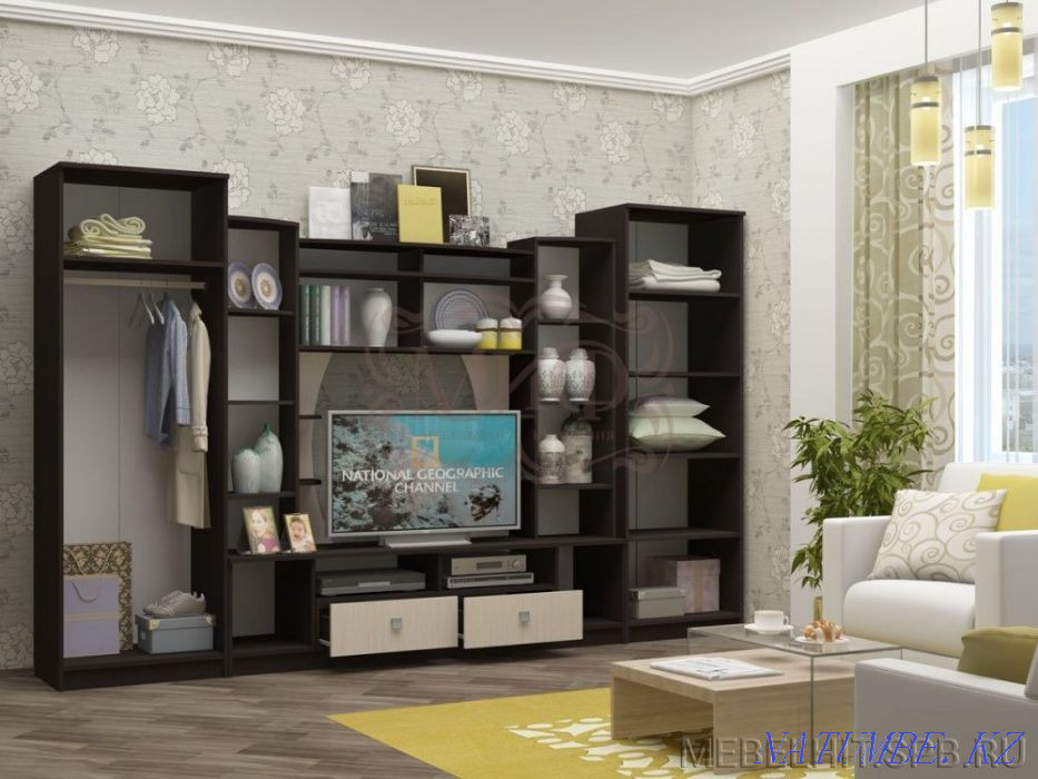 Wall in the living room "Geneva" Wenge\Oak bleached. Ash-tree shimo Discounts! Almaty - photo 3