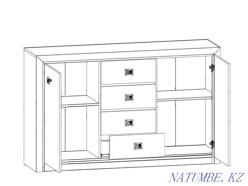 Комод 2Д 4Я, коллекции Коен МДФ, Штрокс Темный, БРВ Брест (Беларусь) Шымкент - изображение 2