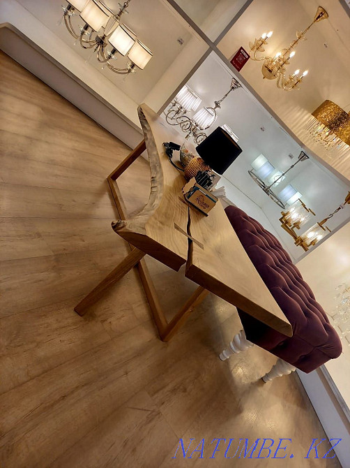 Coffee table made of solid Walnut slab! With wooden legs! Almaty - photo 3